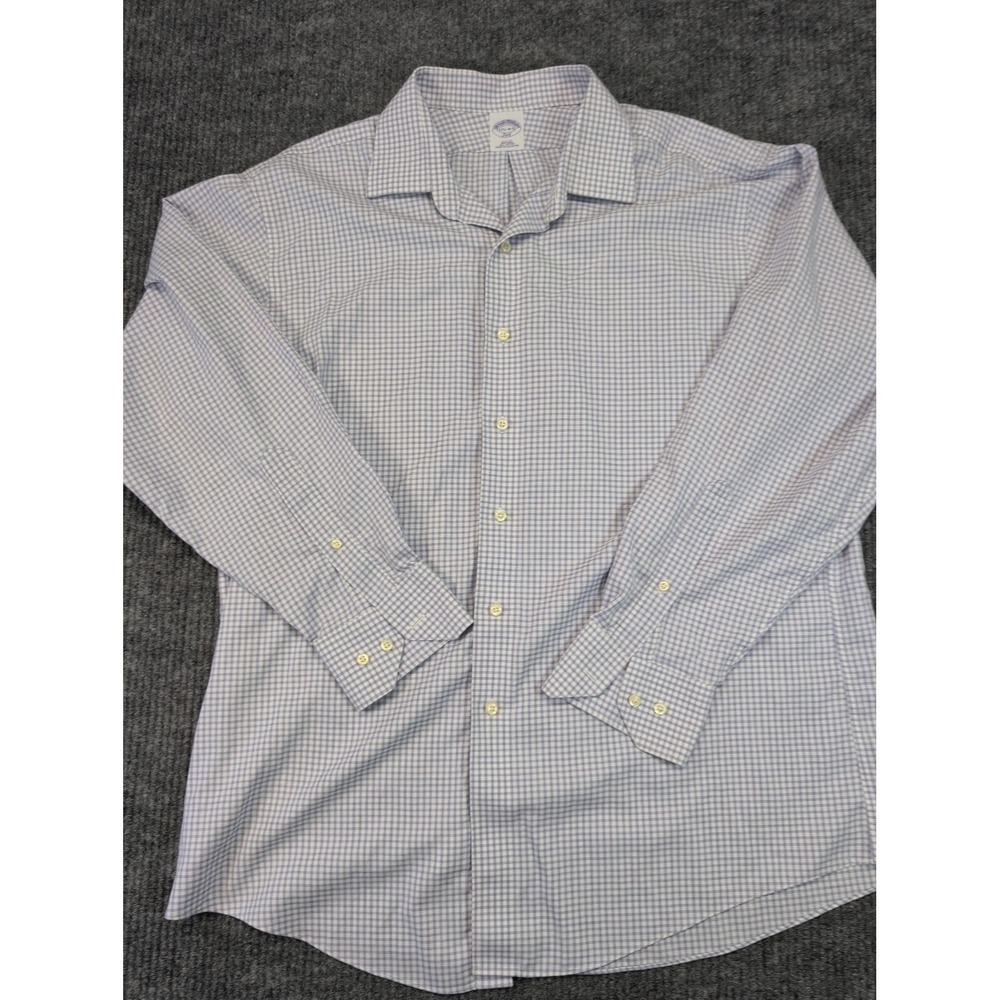 BROOKS BROTHERS Men's Dress Shirt 17 1/2-4/5 Plaid Light Purple LS Slim Fit 346